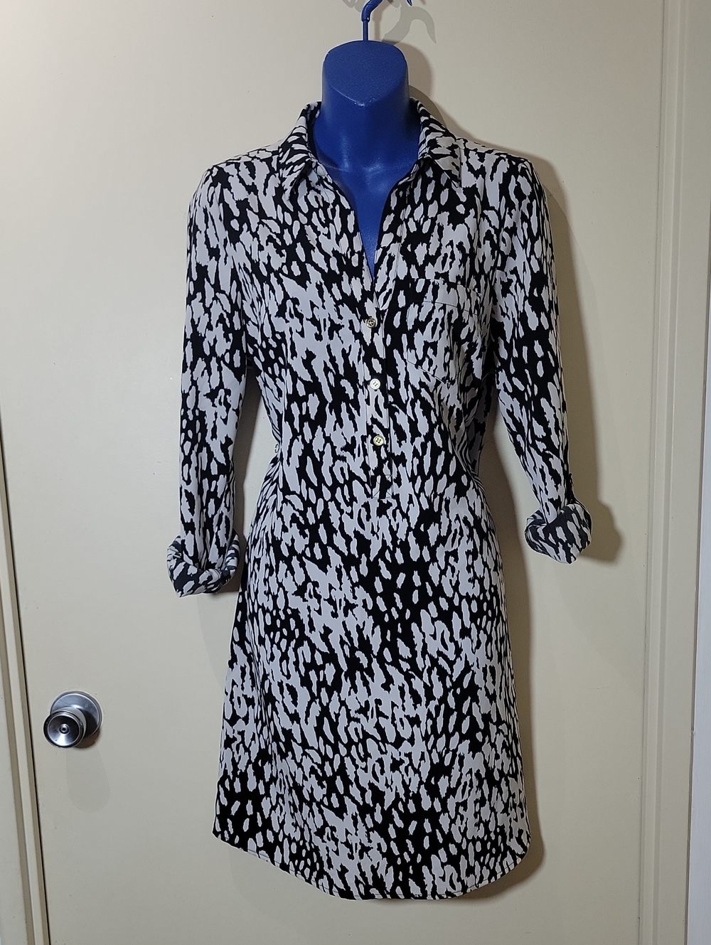 The Limited Black and White Printed Shirt Dress